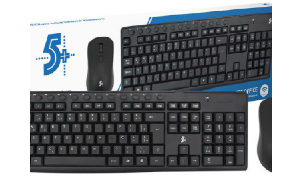 Teclado e Mouse Sem Fio Office 5+ 015-079