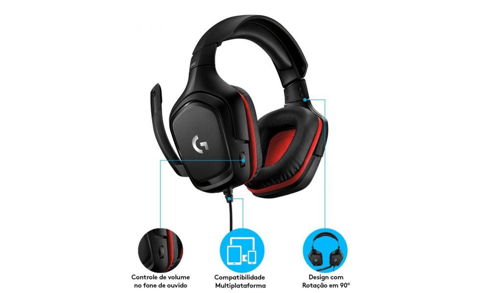 Headset Gamer Logitech G332 para Jogos Stereo Multiplataforma - 981-000755