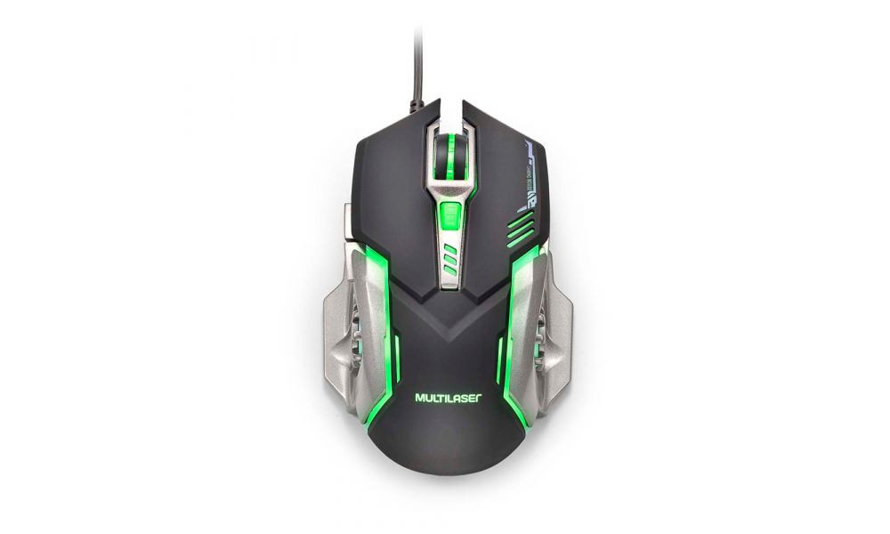 Mouse Gamer Multilaser 2400DPI 6 Botões Grafite/Preto - MO269