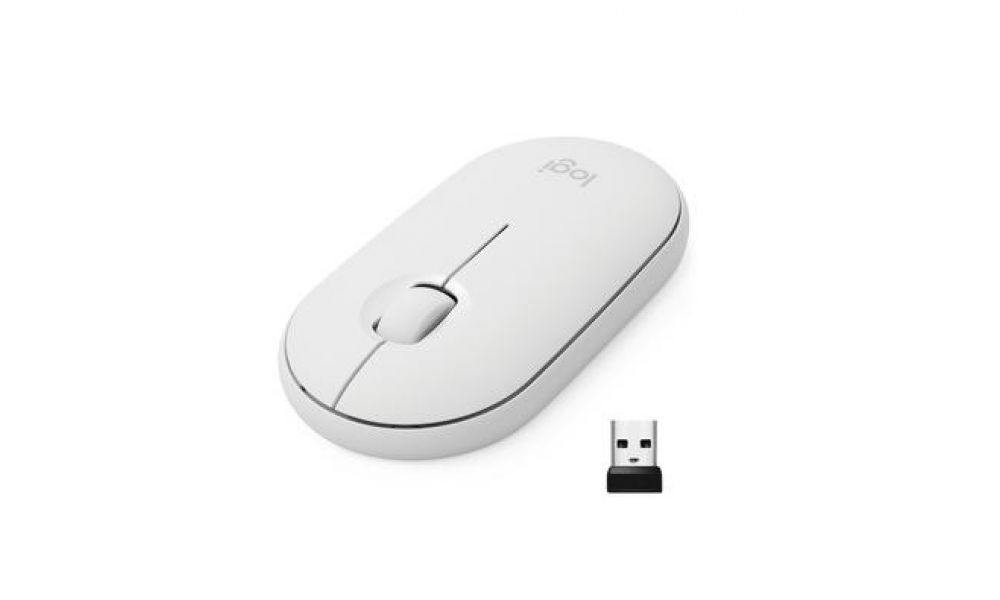 Mouse sem fio Logitech Pebble M350 com Conexão USB ou Bluetooth, Clique Silencioso - Branco