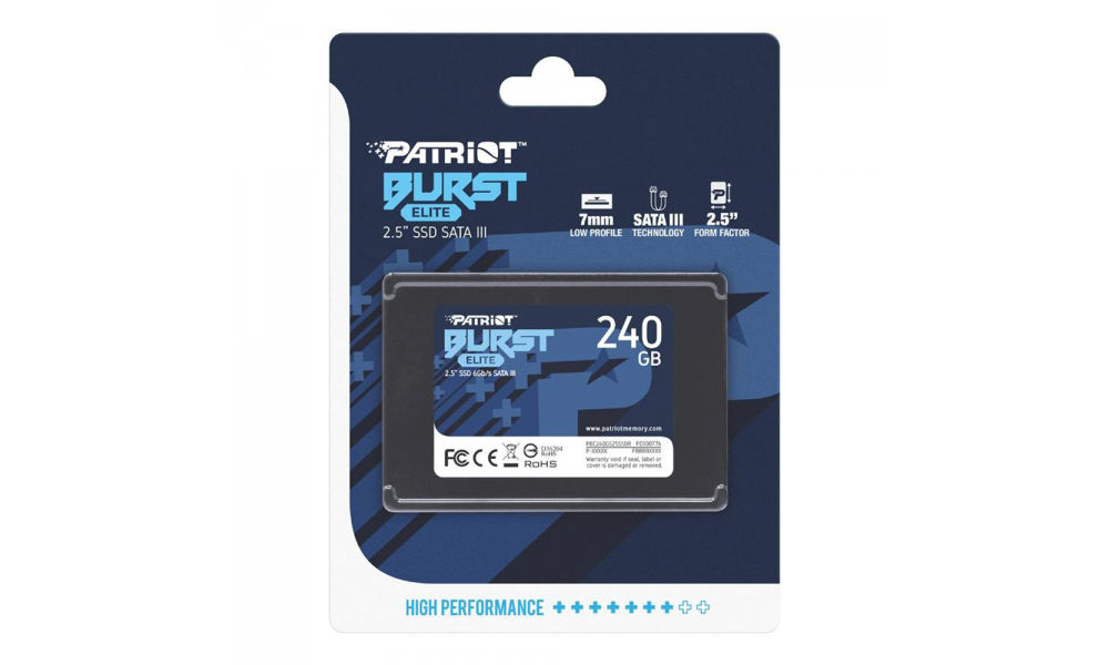 SSD Patriot Burst Elite, 240GB, Sata 3 450mbps/s e 320mbp/s Leitura e Gravação